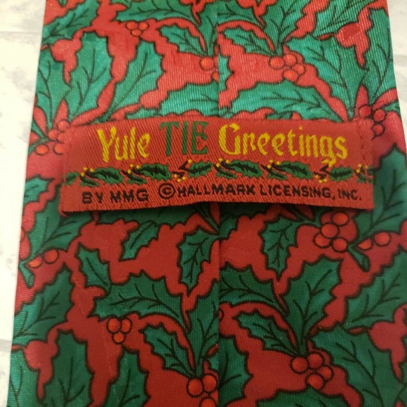 Lot Of 2: Vtg.Hallmark Christmas Santa Reindeer Holly Men’s Neckties Made in USA - Picture 7 of 9